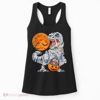 Halloween Shirts Dinosaur T Rex Mummy Pumpkin Women's Tank Top thumb 0
