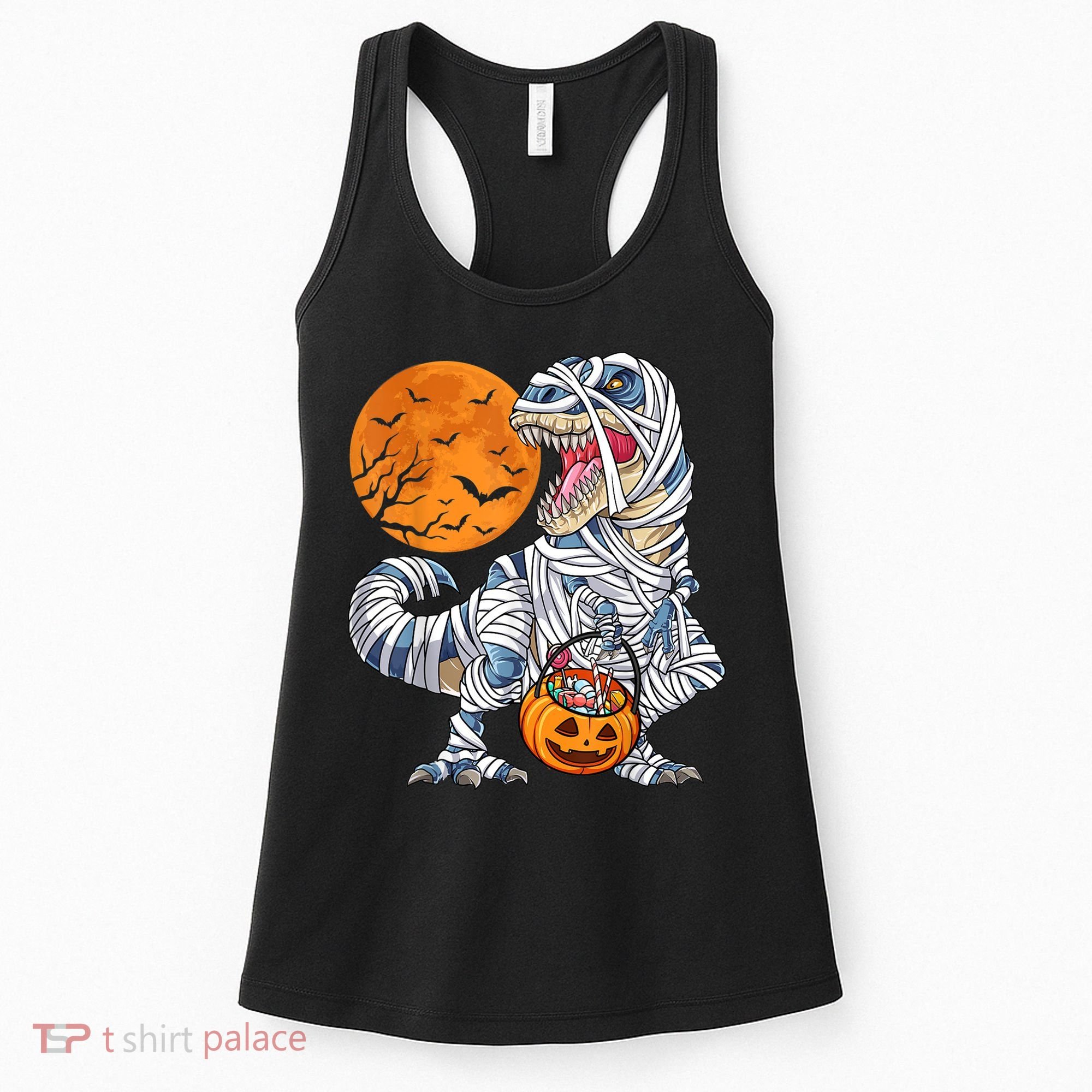 Halloween Shirts Dinosaur T Rex Mummy Pumpkin Women's Tank Top