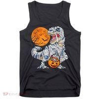 Halloween Shirts Dinosaur T Rex Mummy Pumpkin Tank Top thumb 0