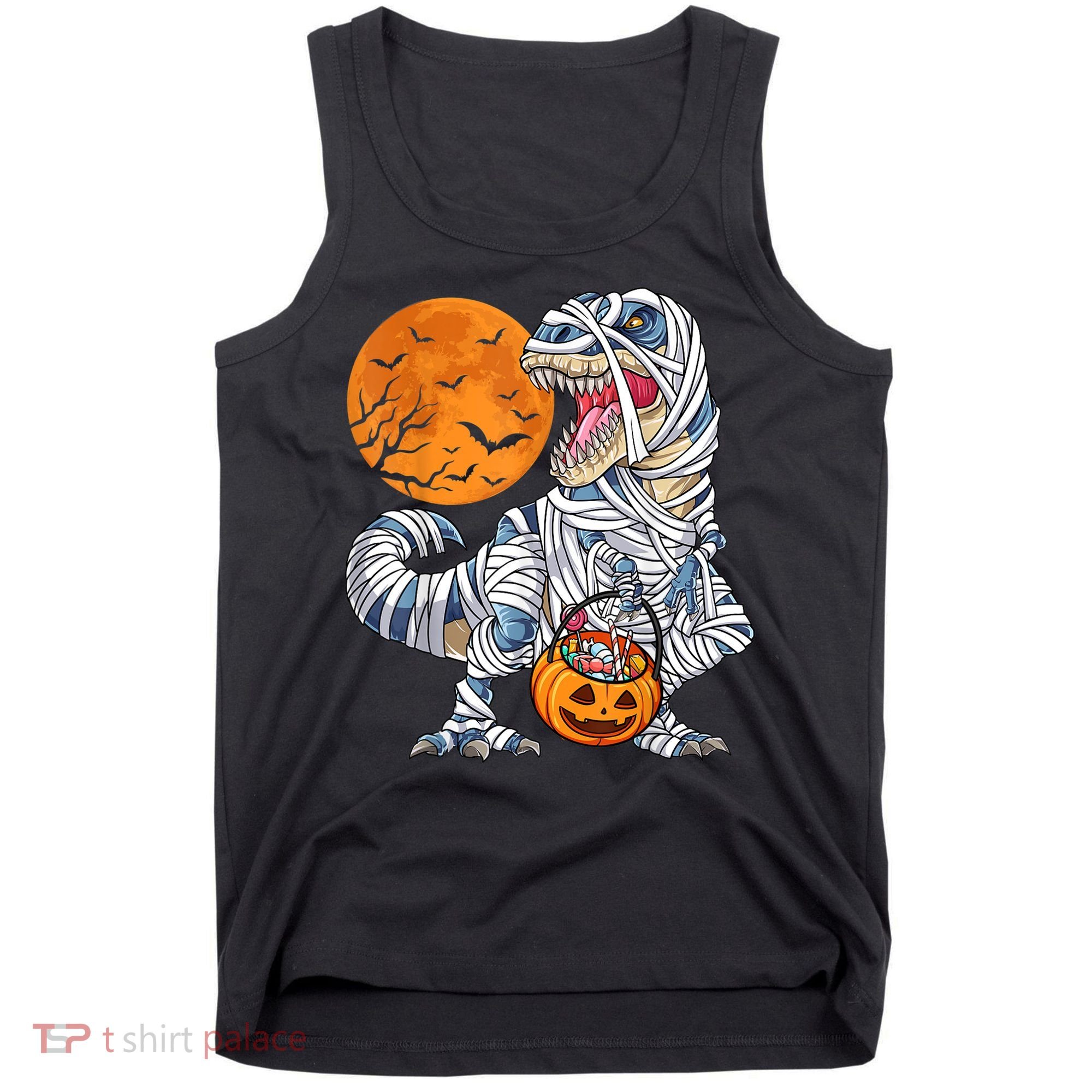 Halloween Shirts Dinosaur T Rex Mummy Pumpkin Tank Top