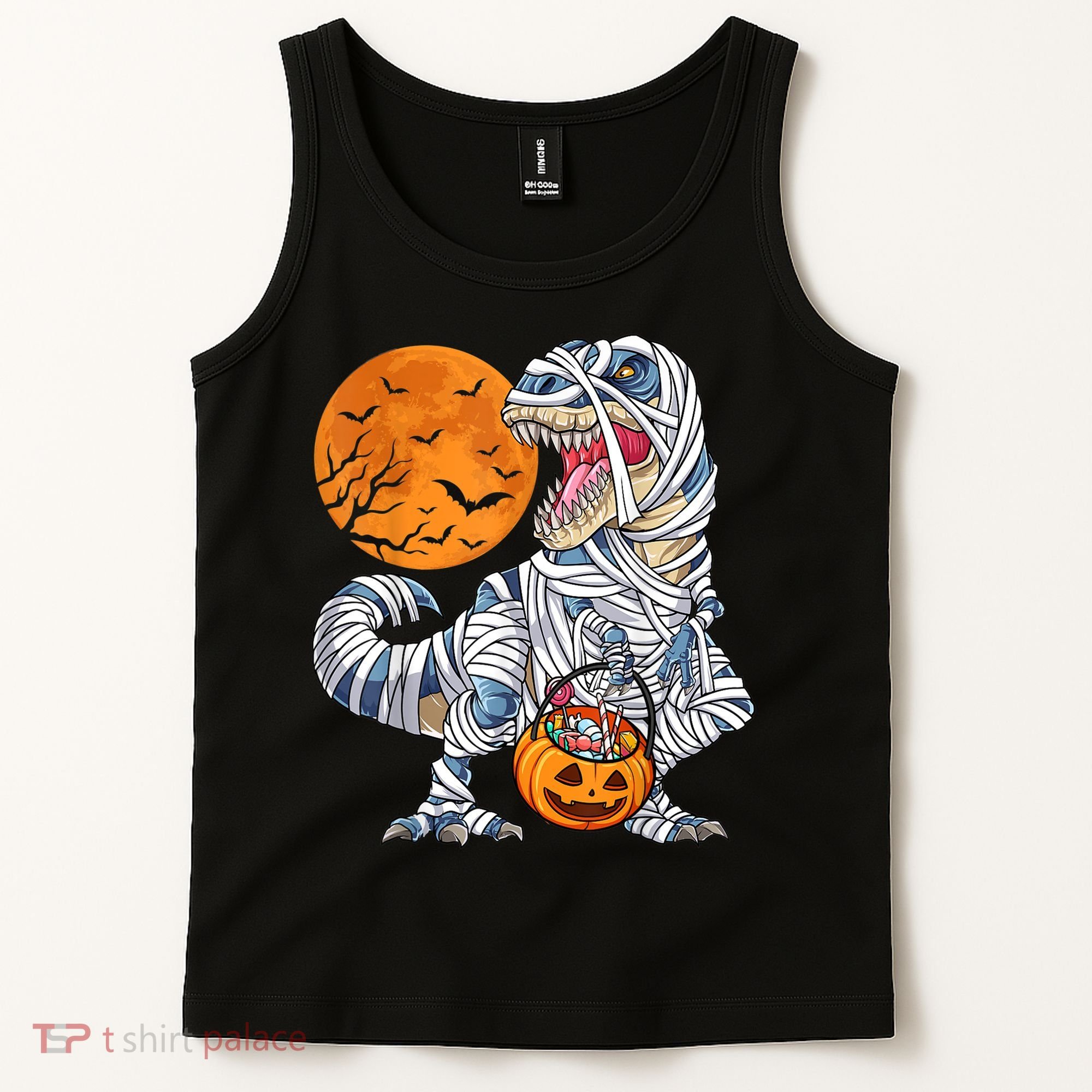 Halloween Shirts Dinosaur T Rex Mummy Pumpkin Tank Top