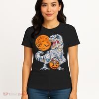 Halloween Shirts Dinosaur T Rex Mummy Pumpkin Women's T-Shirt thumb 4