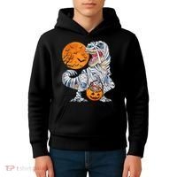 Halloween Shirts Dinosaur T Rex Mummy Pumpkin Kids Hoodie thumb 4