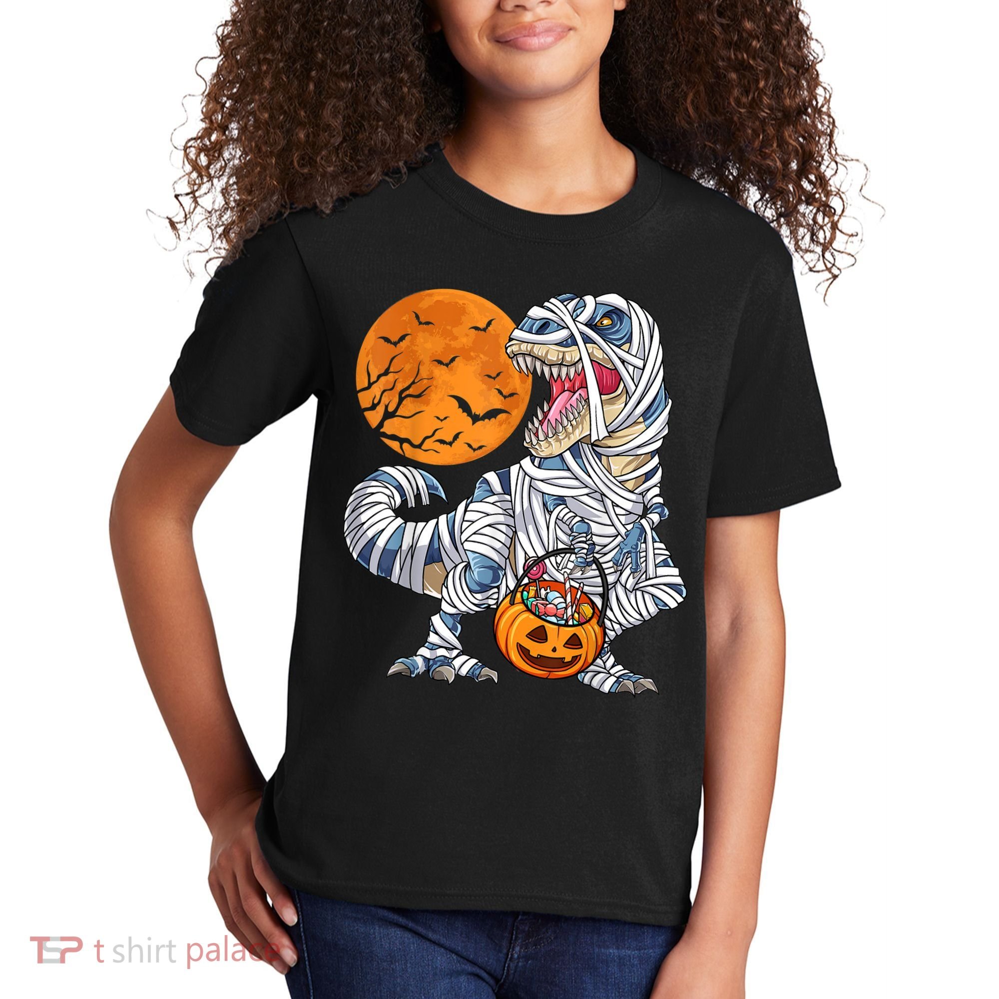 Halloween Shirts Dinosaur T Rex Mummy Pumpkin Kids T-Shirt