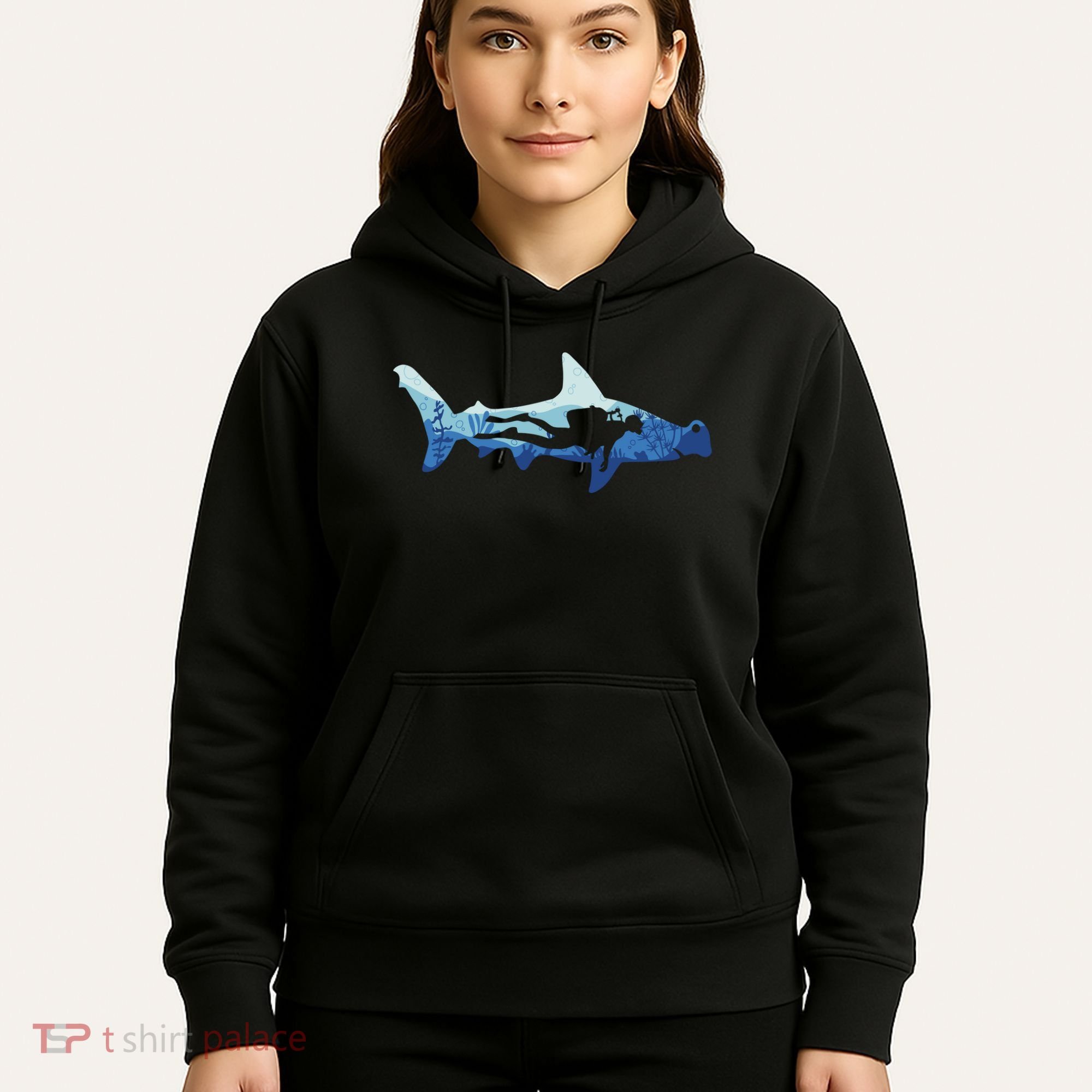 Hammerhead Shark Diver Ocean Hoodie