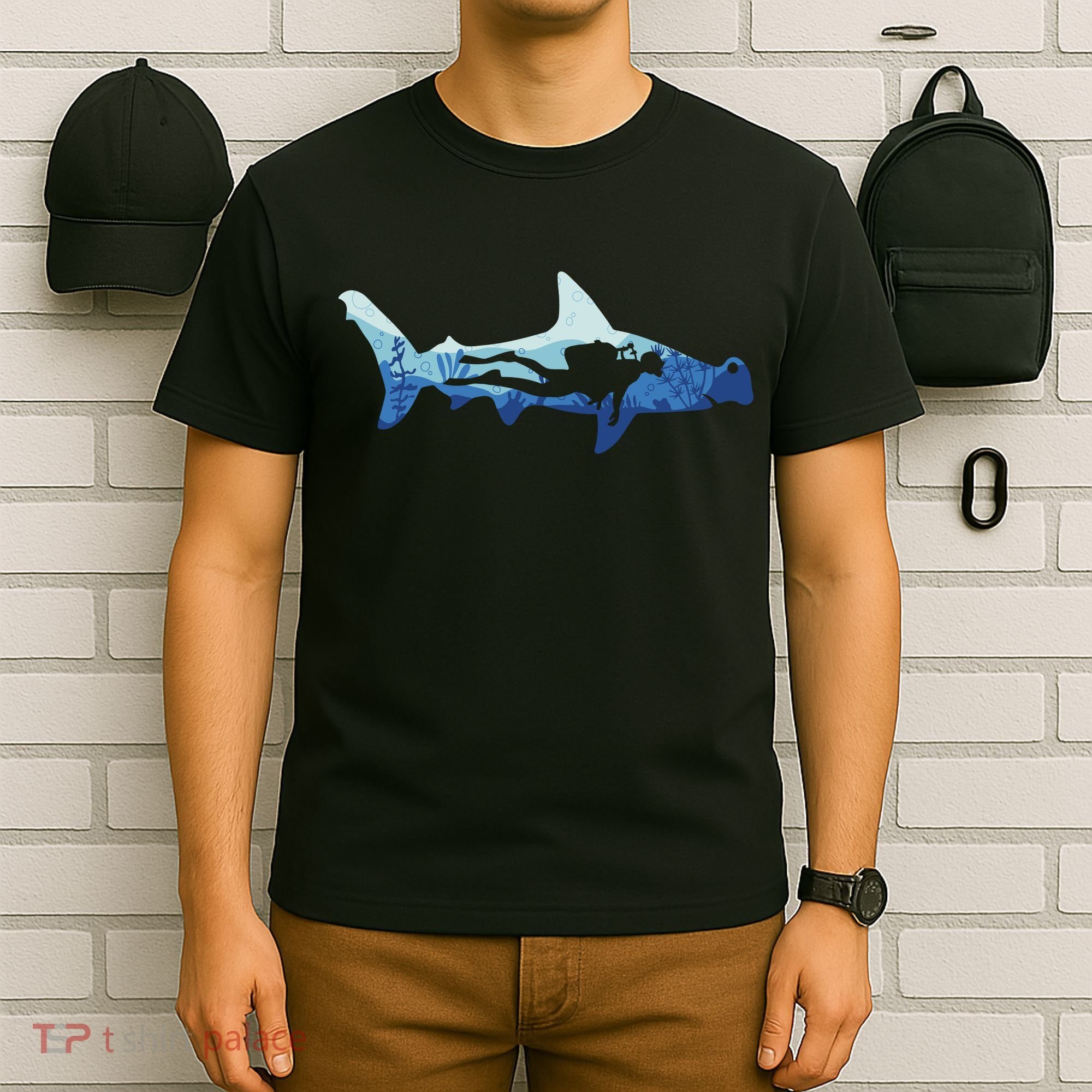 Hammerhead Shark Diver Ocean T-Shirt