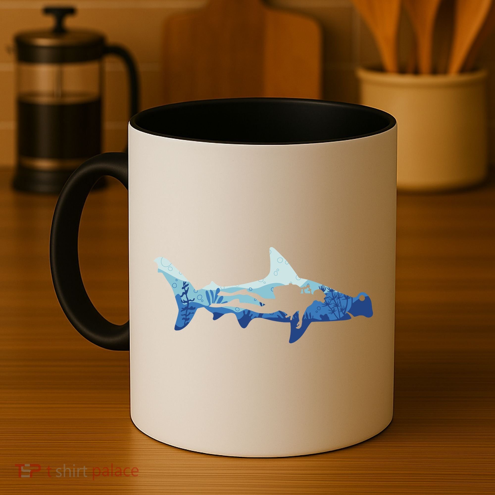 Hammerhead Shark Diver Ocean Coffee Mug