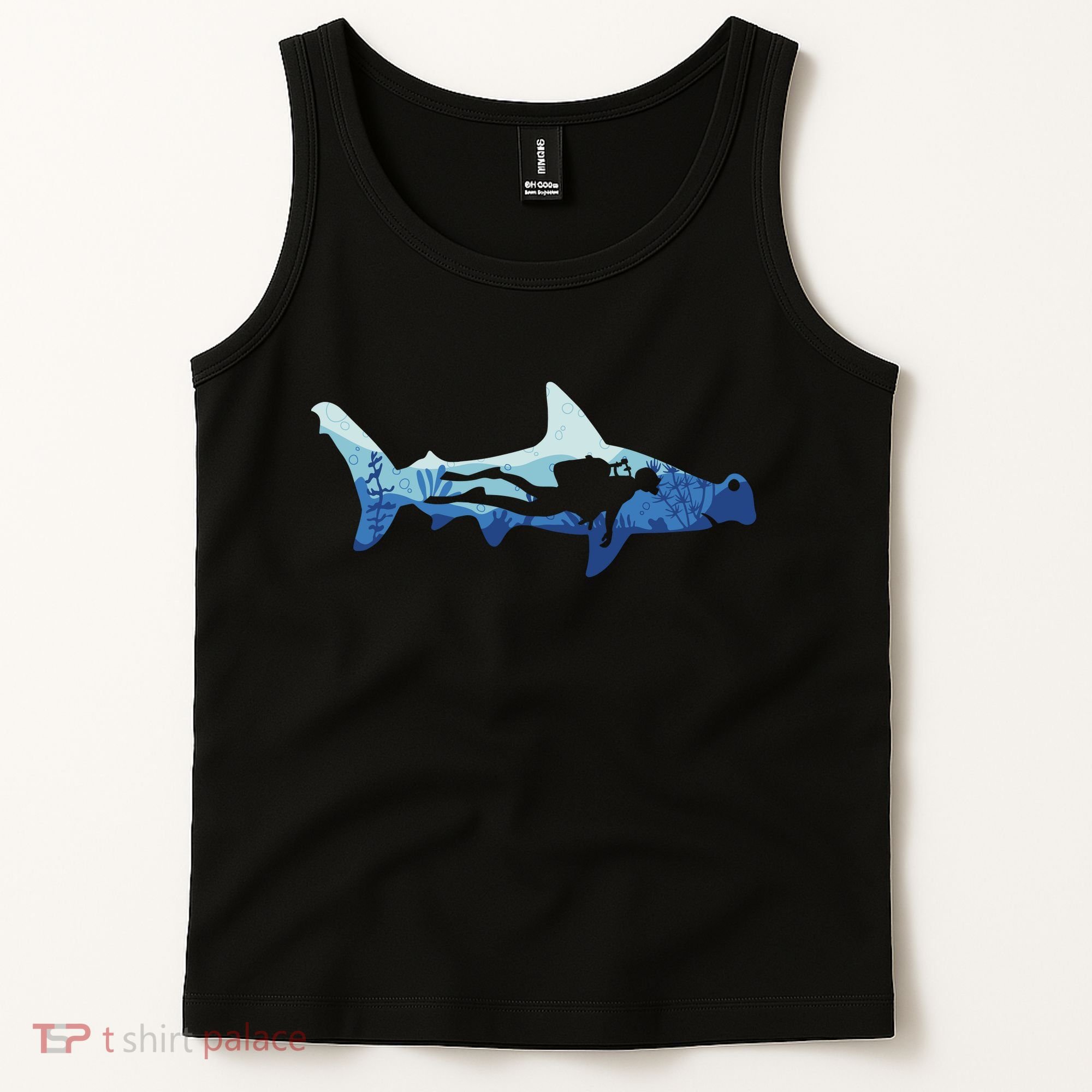 Hammerhead Shark Diver Ocean Tank Top