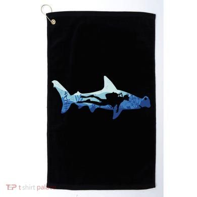 Hammerhead Shark Diver Ocean Golf Towel