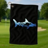 Hammerhead Shark Diver Ocean Golf Towel thumb 1