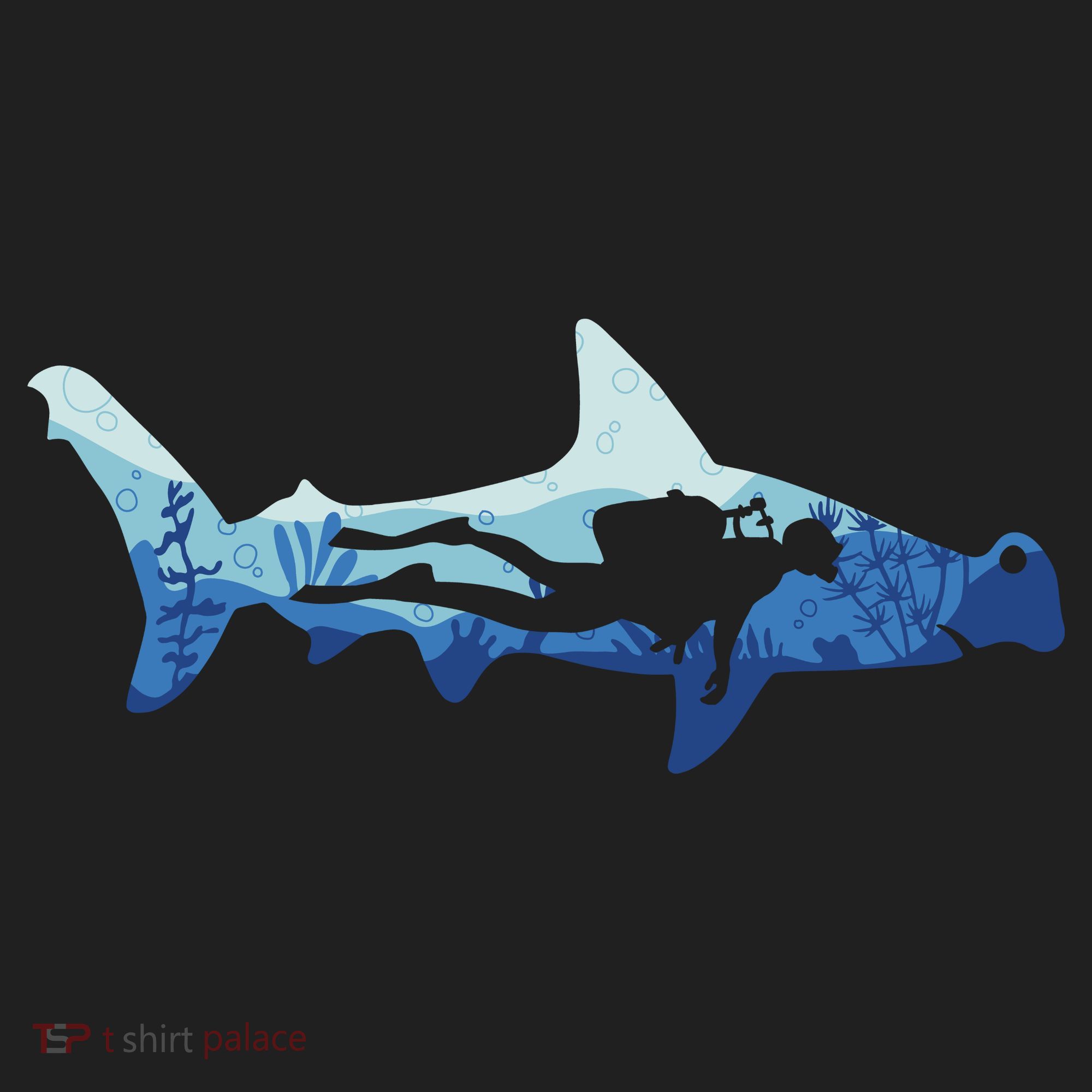 Hammerhead Shark Diver Ocean Golf Towel