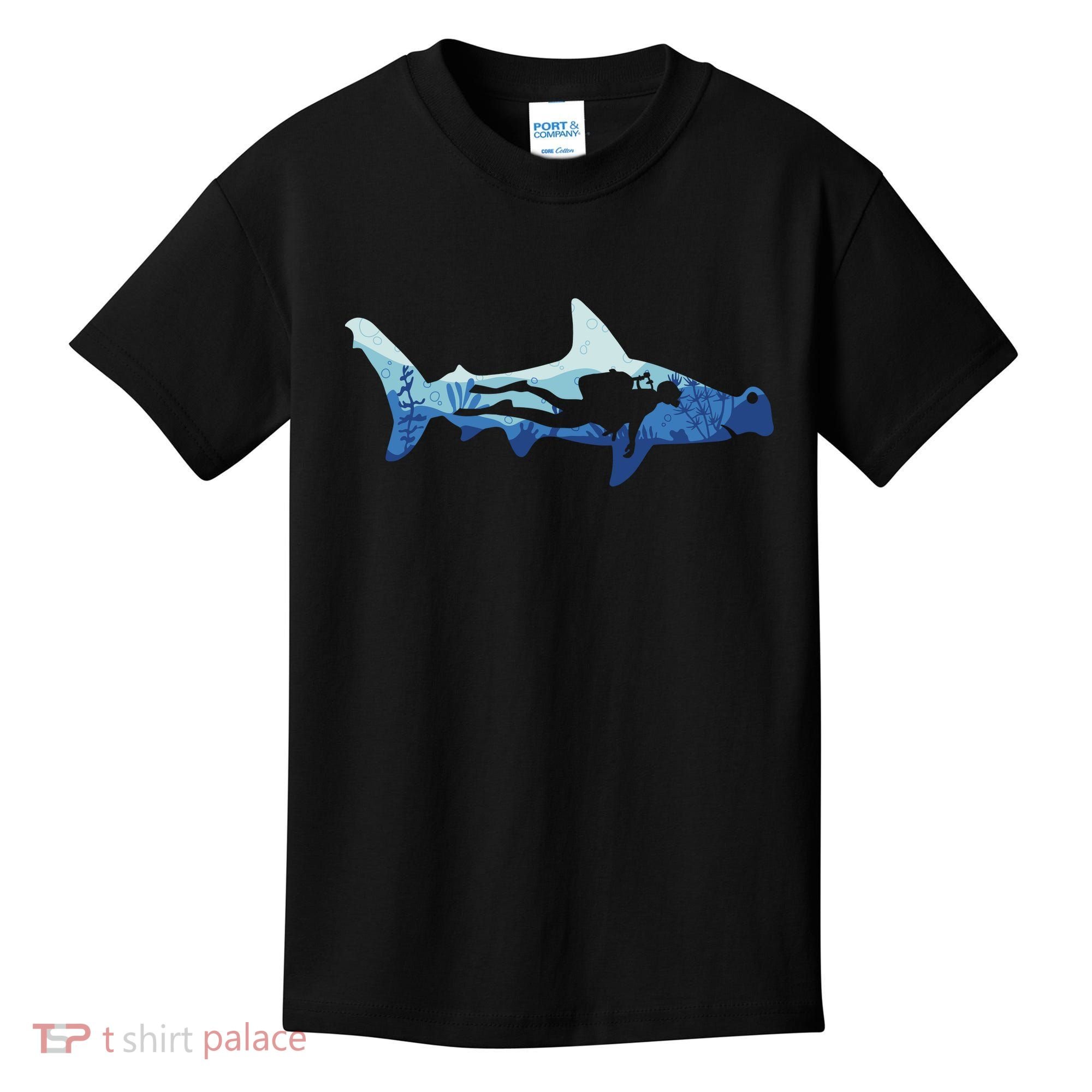 Hammerhead Shark Diver Ocean Kids T-Shirt