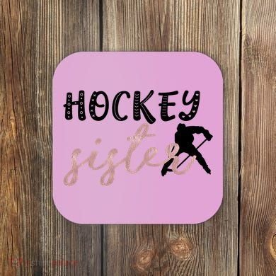 Hockey Sister Design Player Silhouette Gift Coaster