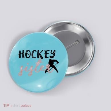 Hockey Sister Design Player Silhouette Gift Button