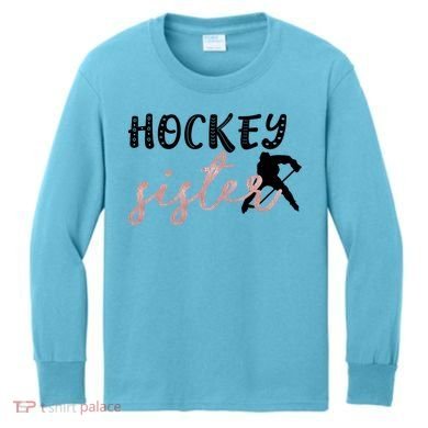 Hockey Sister Design Player Silhouette Gift Kids Long Sleeve Shirt