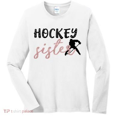 Hockey Sister Design Player Silhouette Gift Women's Long Sleeve Shirt