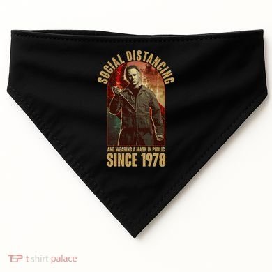 Halloween Social Distancing And Wearing A Mask Since 1978 USA-Made Doggie Bandana