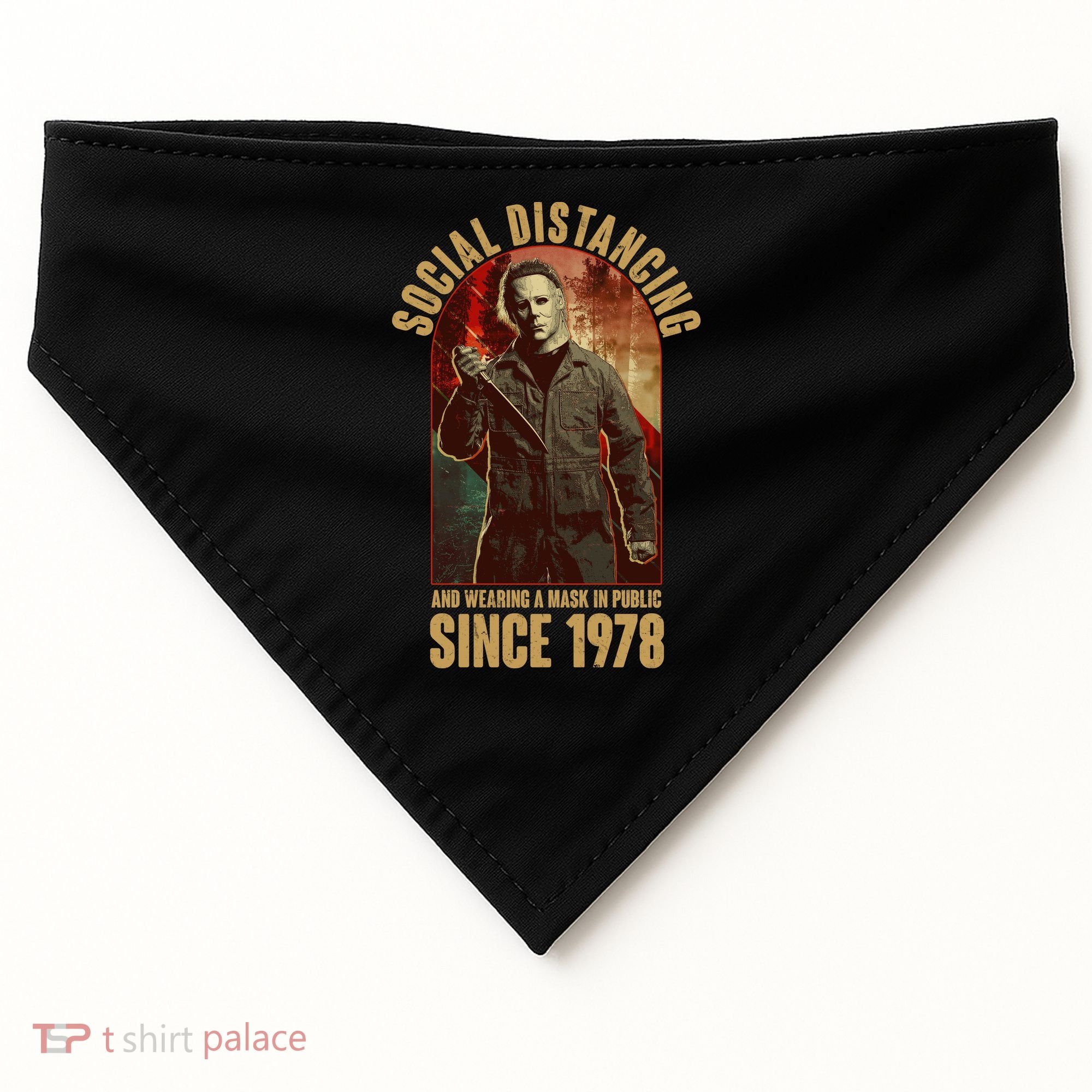 Halloween Social Distancing And Wearing A Mask Since 1978 USA-Made Doggie Bandana