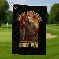 Halloween Social Distancing And Wearing A Mask Since 1978 Golf Towel thumb 1