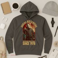 Halloween Social Distancing And Wearing A Mask Since 1978 Hoodie thumb 3