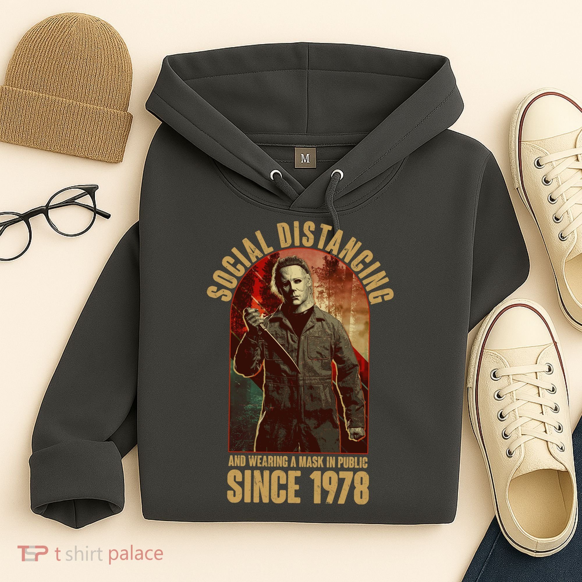 Halloween Social Distancing And Wearing A Mask Since 1978 Hoodie