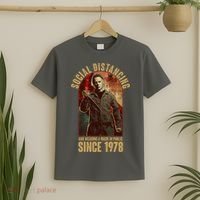 Halloween Social Distancing And Wearing A Mask Since 1978 T-Shirt thumb 2
