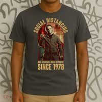 Halloween Social Distancing And Wearing A Mask Since 1978 T-Shirt thumb 3