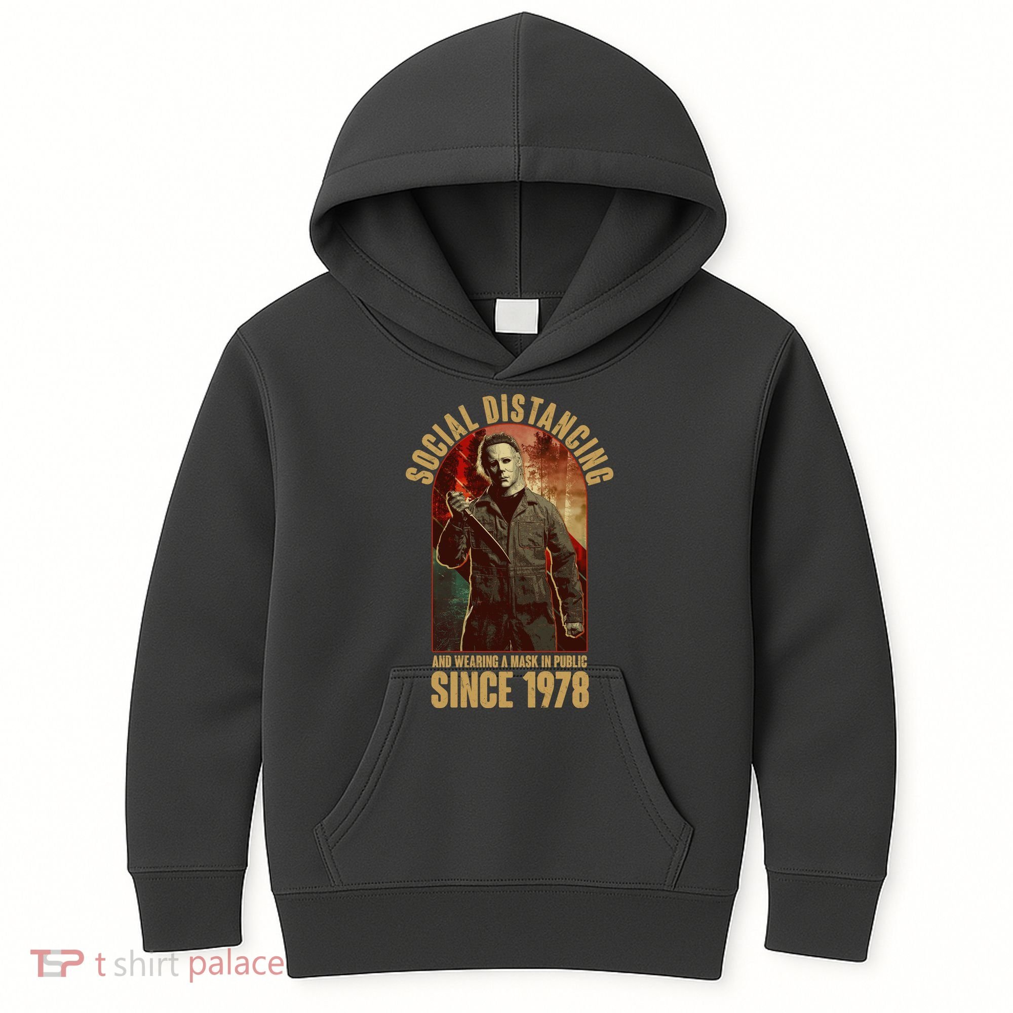 Halloween Social Distancing And Wearing A Mask Since 1978 Kids Hoodie
