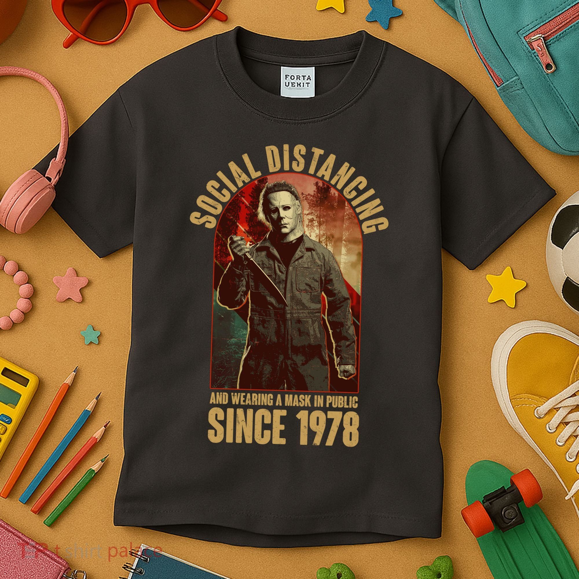 Halloween Social Distancing And Wearing A Mask Since 1978 Kids T-Shirt