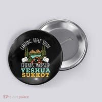 Happy Sukkot Day Lulav Palm Tree Israelite Jewish Button thumb 0