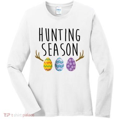 Hunting Season Deer Easter Eggs Women's Long Sleeve Shirt