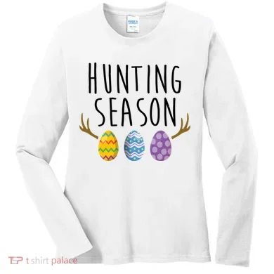 Hunting Season Deer Easter Eggs Women's Long Sleeve Shirt