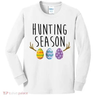 Hunting Season Deer Easter Eggs Kids Long Sleeve Shirt