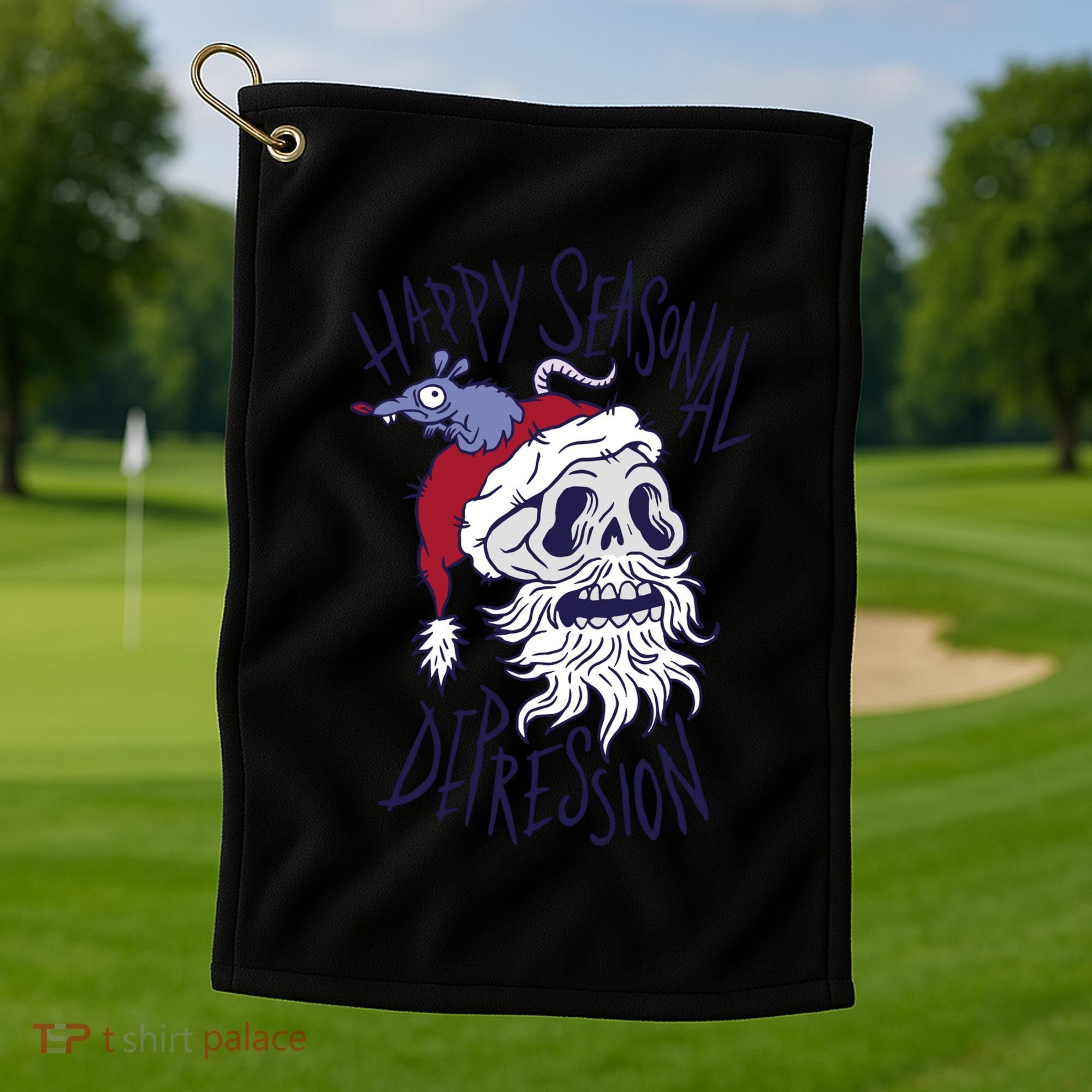 Happy Seasonal Depression Santa Golf Towel