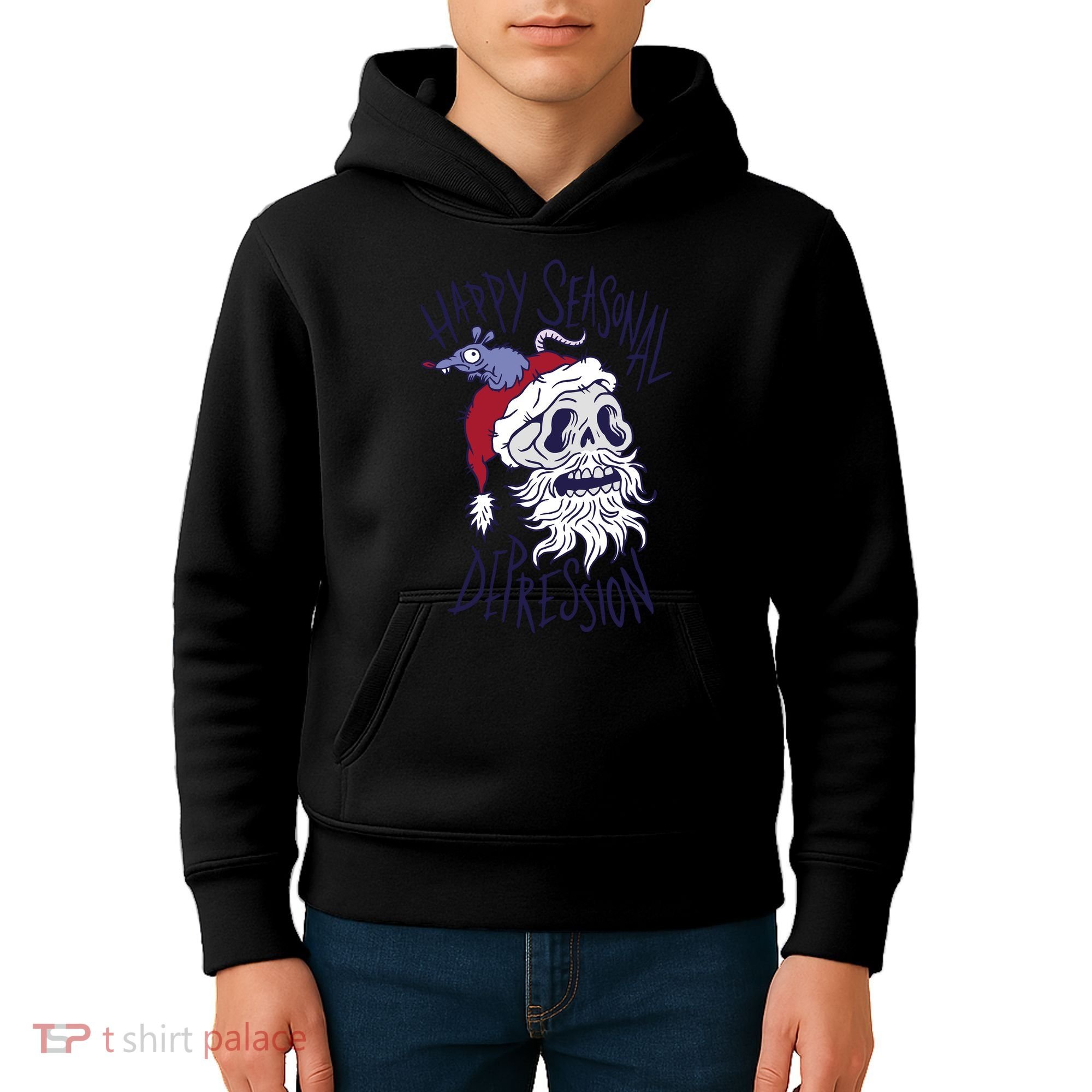 Happy Seasonal Depression Santa Kids Hoodie