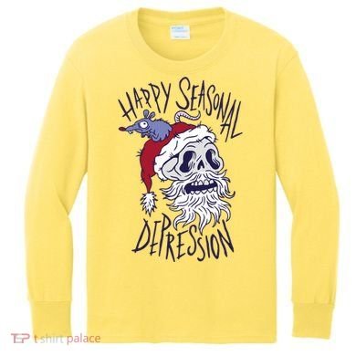 Happy Seasonal Depression Santa Kids Long Sleeve Shirt