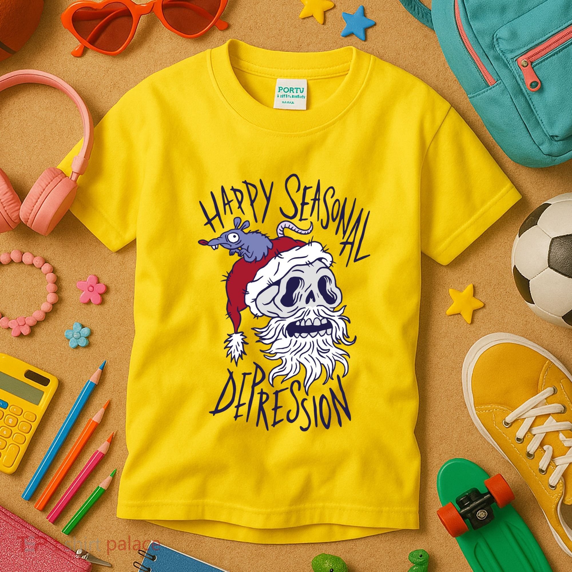 Happy Seasonal Depression Santa Kids T-Shirt