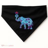 Henna Styled Elephant Lotus Flower Save The Elephants USA-Made Doggie Bandana thumb 0