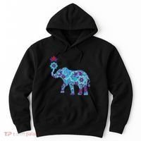 Henna Styled Elephant Lotus Flower Save The Elephants Hoodie thumb 0