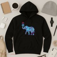 Henna Styled Elephant Lotus Flower Save The Elephants Hoodie thumb 3