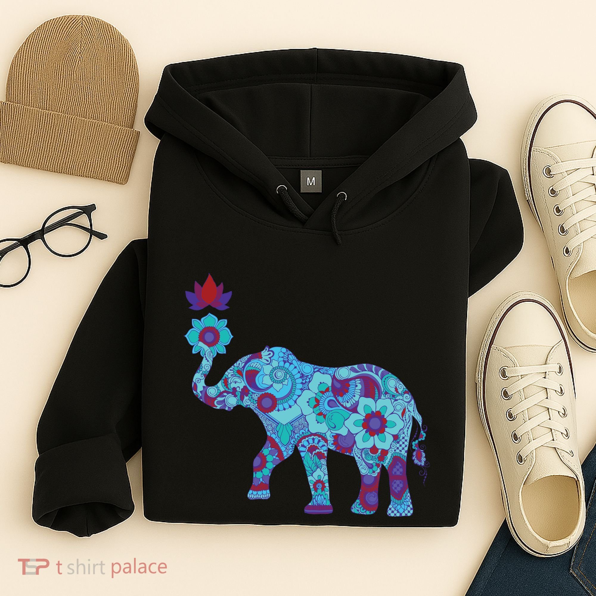 Henna Styled Elephant Lotus Flower Save The Elephants Hoodie