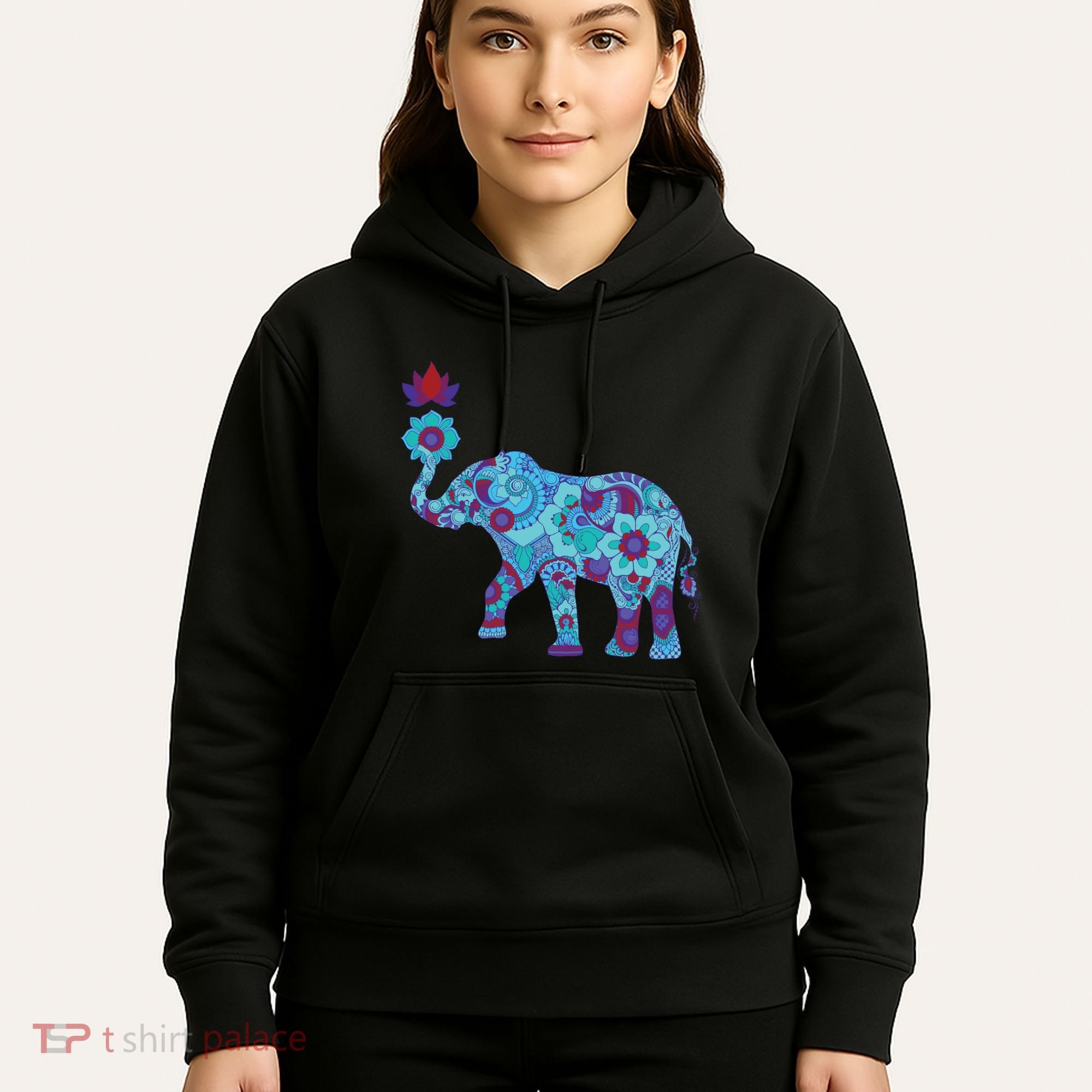 Henna Styled Elephant Lotus Flower Save The Elephants Hoodie