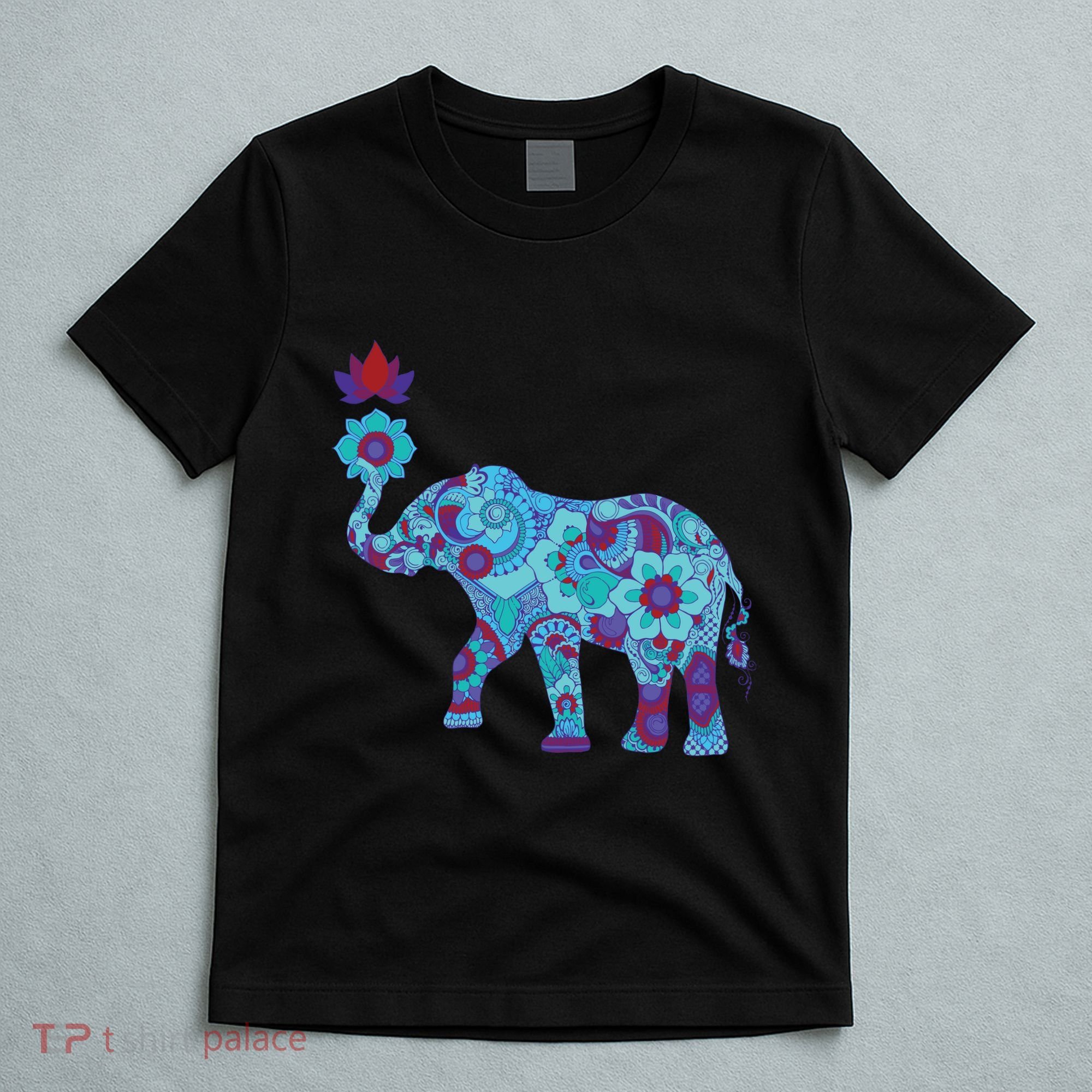 Henna Styled Elephant Lotus Flower Save The Elephants T-Shirt