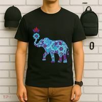 Henna Styled Elephant Lotus Flower Save The Elephants T-Shirt thumb 6
