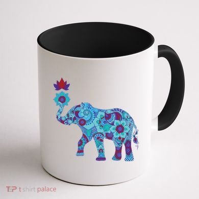 Henna Styled Elephant Lotus Flower Save The Elephants Coffee Mug back
