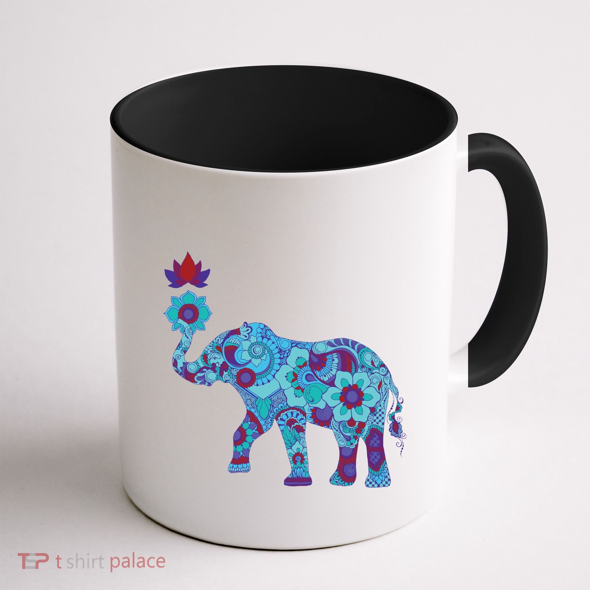 Henna Styled Elephant Lotus Flower Save The Elephants Coffee Mug