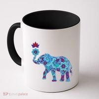 Henna Styled Elephant Lotus Flower Save The Elephants Coffee Mug thumb 0