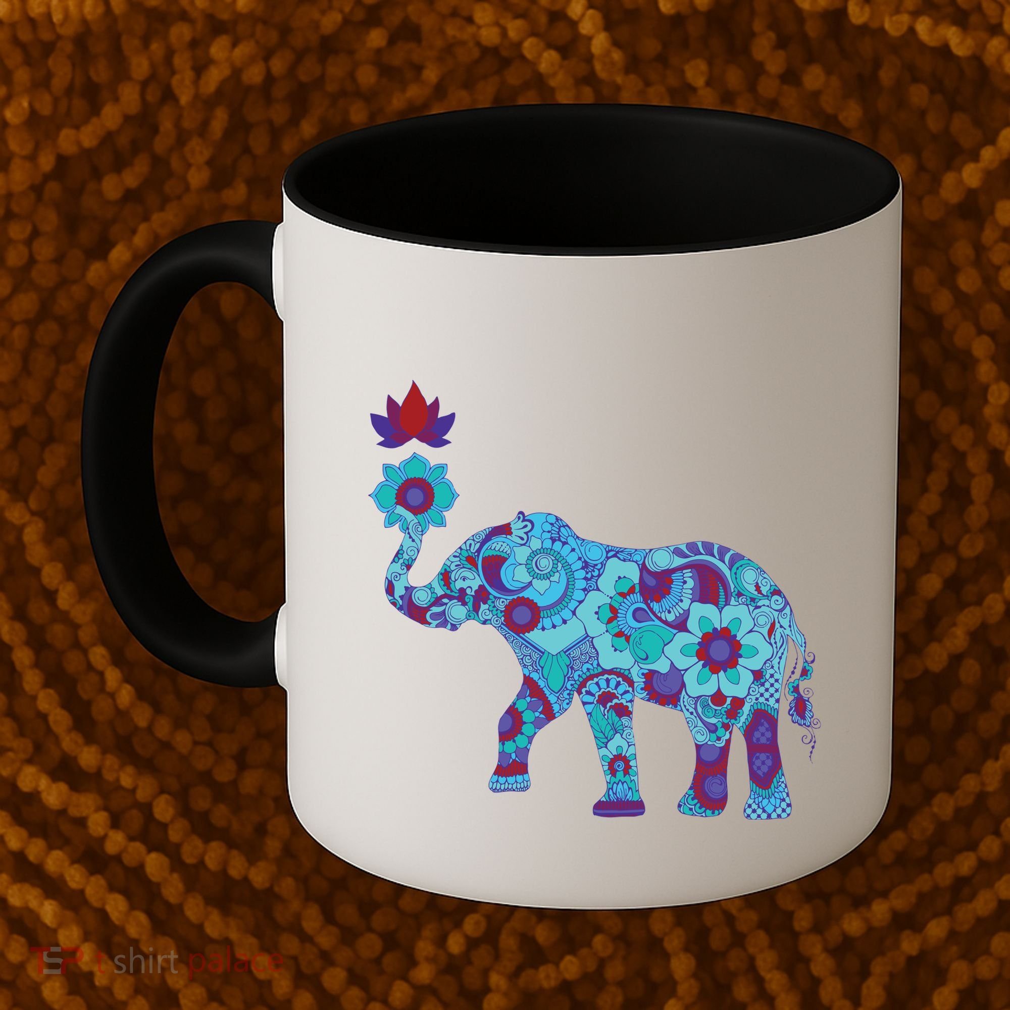 Henna Styled Elephant Lotus Flower Save The Elephants Coffee Mug