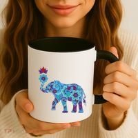Henna Styled Elephant Lotus Flower Save The Elephants Coffee Mug thumb 3
