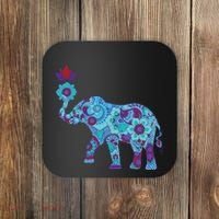 Henna Styled Elephant Lotus Flower Save The Elephants Coaster thumb 0